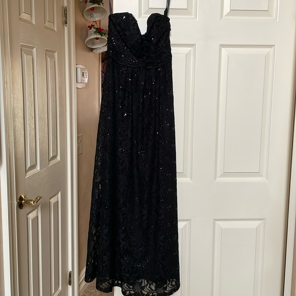 Bill Levkoff long black sequin dress